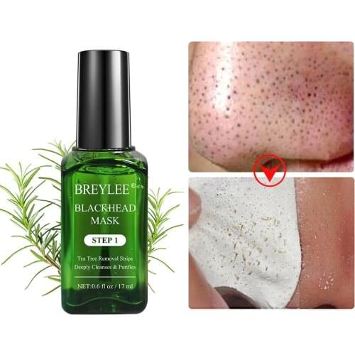Tea Tree Blackhead Remover Serum Shrink Pores Essence Black Peeling Mask Oil-Control Face Sheet Whitening Skin Care 17ml