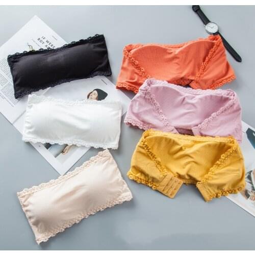 Candy Colorful Seamless Tube Tops Women Strapless Sexy Lace Padded Bra Girls Soft Underwear 3-hooks Tube