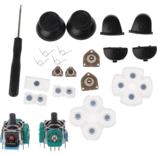 L1 R1 L2 R2 Trigger Buttons 3D Analog Joysticks Thumb Sticks Cap Conductive Rubber For PS4 Controller Repair Set
