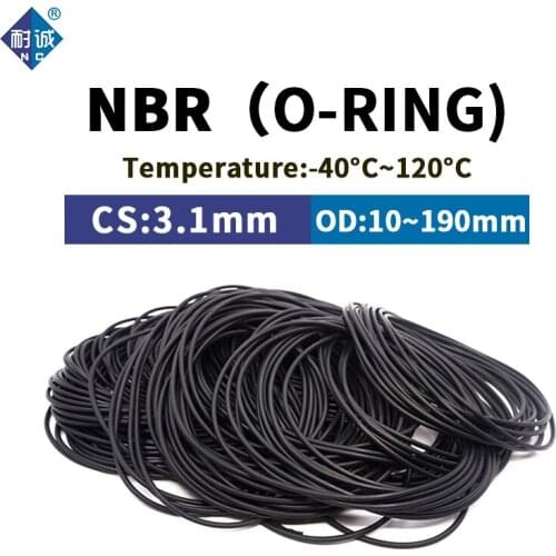 NBR O Ring Seal Gasket Thickness CS3.1mm OD10-190mm Wear Resistant Automobile Petrol Nitrile Rubber O-Ring Waterproof Black