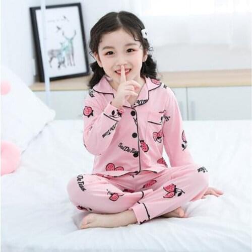 Spring Girls Sleepwear Cartoon Printed Kids Cardigan Suit Boys Autumn Pyjamas Sets Cotton Long Sleeve Children Pajamas Nightwear