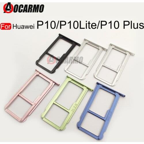 Aocarmo For Huawei P10 Plus Sim Card Tray Slot Holder Micro SD For Huawei P10 Lite Replacement Part