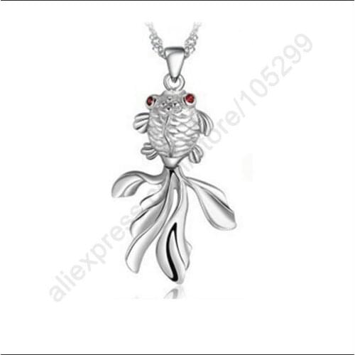 Factory Price Free Shipping 18" 925 Sterling Silver Jewelry Fish Pendant Necklace Chains With Lobster Clasps