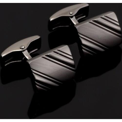 2017 hot sales Stainless Steel Cufflinks Black Classic Wedding Business 1 Pair Set for Christma gift