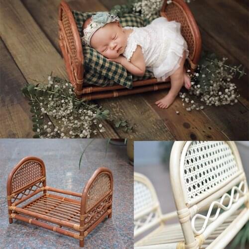 2020 Newborn Photography Accessories Photo Shooting Props Baby Infant Mat Vintage Wooden Basket Bed Boy And Girl Accessories