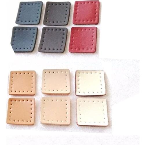 5pairs 2.8*2.8cm Genuine Leather Square Zipper Tail Hand Accessory DIY Luggage Leather Parts Zipper Decorative Tail Piece