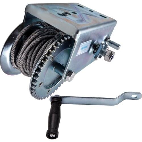 500lb Hand Crank Steel Gear Cable Wire Winch Boat ATV Trailer w/Hook Heavy Duty