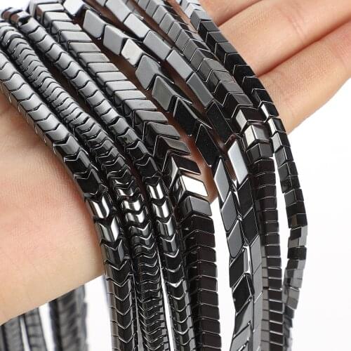4-8mm Convex V Shape Arrow Black Hematite Natural Stone Bead For Jewelry Making DIY Loose Space Beads Necklace Bracelet Handmade