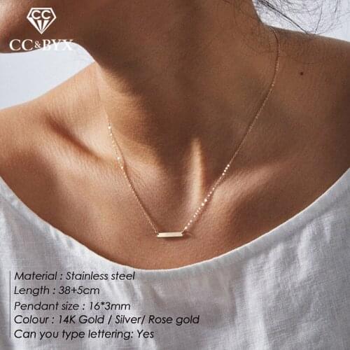 CC Stainless Steel Necklace For Women Trendy Fine Jewelry Strip Shape Dainty Choker Necklaces Pendant Party Accessories YX15468