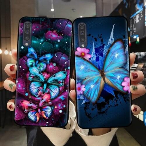 TPU Case For Samsung A51 A71 A10 A20 A30 A40 A50 A70 A6 A8 Plus A7 A9 2018 Simple Cute Butterfly Patterned Phone Cover Shell