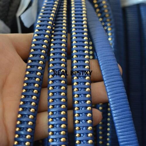 D065 5m/lot approx 12*7mm handmade braided leather cords with steel balls leather cords for bracelets bangle making material diy