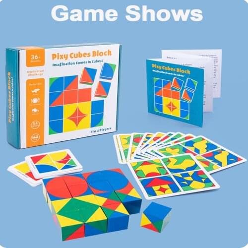 Wooden Childrens Educational Toys 3D Pixy Cubes Blocks Space Thinking Intelligence Training For Kids Baby Gifts