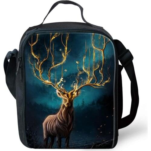 HaoYun Childrens School Insulated Lunch Bags Cute Deer Pattern Kids Waterproof Lunch Box Family Outdoor Picnic Container
