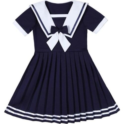 2021 Girls College Children Sailor Costume School Uniform Summer Dress Childrens Day Performance Clothing Short-sleeved Skirt