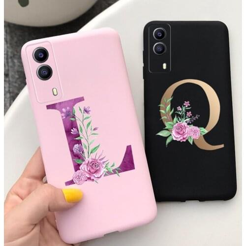 For Vivo Y53s 2021 Case V2111A Soft Silicone Stylish Pink Balck Letters Cover For Vivo Y53s Y 53s Phone Case VivoY53s Back Cover