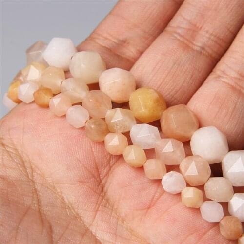 6 8 10MM Faceted Natural Aventurine Gem Minerals Stone Diamond Cut Spacers Loose Beads DIY Charms Bracelet Necklace for Jewelry