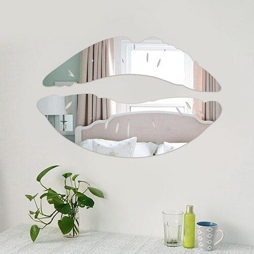Creative 3D Lip Shape Mirror Wall Stiker Fashion Home Living Room Art DIY Decor