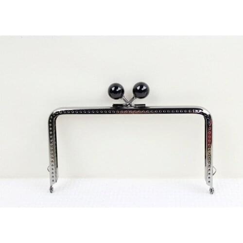 C73 Black High foot square Kiss Clasp 15*8CM candy multicolor beads Metal purse frame 5pcs/lot DIY Coin Purse bag