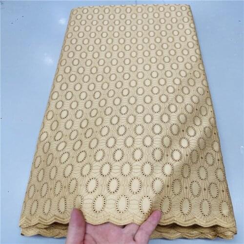 Hot Selling Nigerian Cotton Polish Fabric High Quality Swiss Polish Lace Material 5Yards With Stones HL10113
