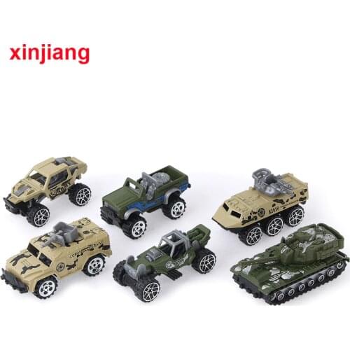 6PCS 1:64 Scale Mini Diecast Car Model Toy Vehicles For Boys Sliding Vehicles Alloy Car Tank Military Model Car Toys For Kids