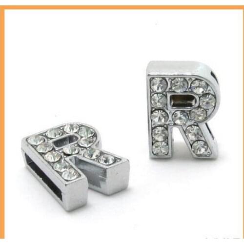 FASHIONAL! 8mm 50pcs *R* Slide letters Wear letters Fit Wristbands or Pet Collar DIY Accessories