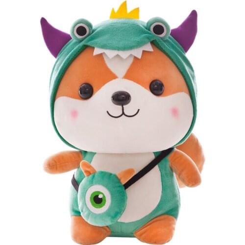 Cartoon Creative Turned Dinosaur Cute Squirrel Plush Toy Wearing Dinosaur Honey Powder Elk Clothes Squirrel Plush Toy Kids Gift