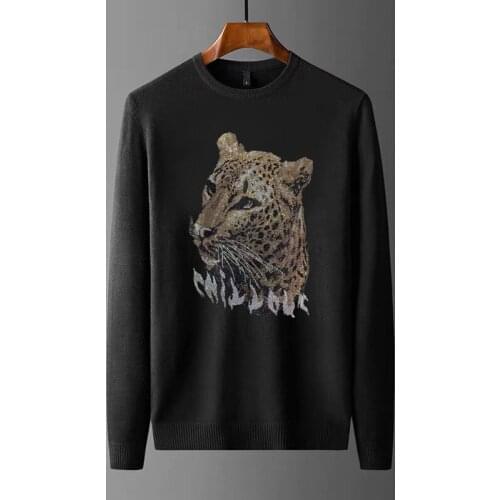 Chic Shiny Glowing Mens Sweater Rhinestone Thick Luxury Oversized Pullover Slim Fall Hip Hop Street Burst