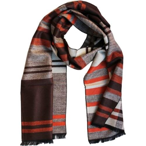 Mens Scarf Orange Brown 100 Wool Lines Soft Cashmere Beige Long Men Soft Long Beige Chic Style Urban Man