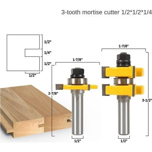 2Pc 1/2" Shank Tongue & Groove Router Bit Set - Large Stock up to 1-1/4" Woodworking cutter Tenon Cutter for Woodworking Tools