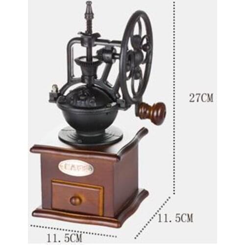NOCM-Manual Coffee Grinder Antique Cast Iron Hand Crank Coffee Mill With Grind Settings & Catch Drawer
