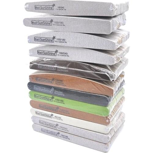 100 Pcs Strong Thick Sanding Wooden Nail Files Multi Limas Polishing Files Grinding Nail Buffers Washable Emery Board Wood File