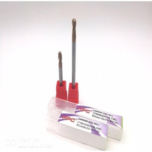 R2*4*100 2 flutes ball nose carbide end mills HRC55 tungsten solid carbide mills cutter