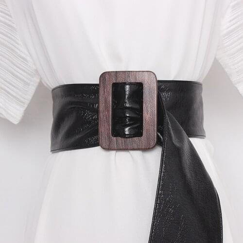 Non-pin Buckle Adjustable Waist Belt Women Black Soft Patent Leather Wide Corset Strap Wide Waistband Belt Cinturon Mujer 2020