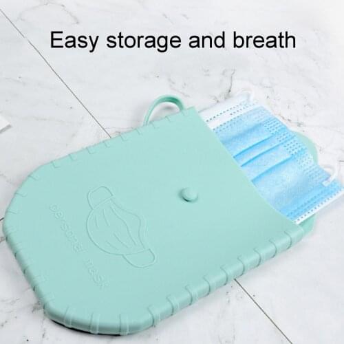Solid Color Silicone Dustproof Folding Face Cover Storage Pouch Waterproof Clip Face Cover Holder Organizer Home Organization