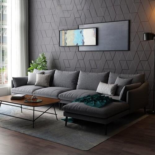 Nordic simple fabric combination living room small family light luxury down sofa L-shaped integrated furniture