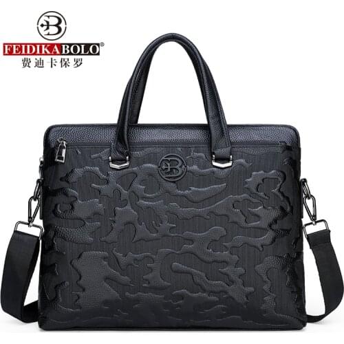 FEIDIKABOLO Cow Leather Business Men Bag Genuine Leather Man Handbag New Fashion Big Storage Capacity Briefcase Shoulder Bags