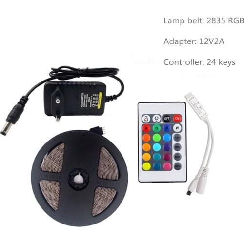 SMD RGB LED Strip Light 5050 2835 10M 5M LED Light rgb Leds tape diode ribbon Flexible Controller DC 12V Adapter set