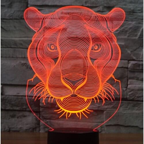 3D LED Night Lights Lion with 7 Colors Light for Home Decoration Lamp Amazing Visualization Optical Illusion Awesome