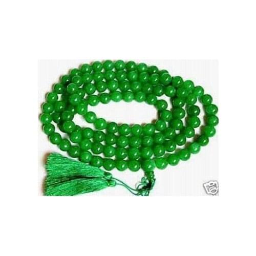 Green Jades Bead Tibet Buddhist Prayer Necklace 8mm
