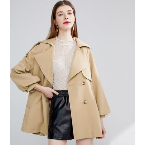 Lantern Sleeve Thin Spring Clothes Temperament Atmosphere Windbreaker 2021 New Medium Length Small British Style Coat