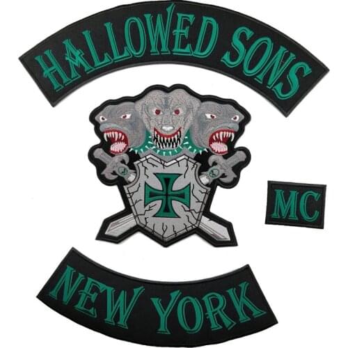 Hollowed Sons MC Cross Embroidery Patch Iron on Free Shipping Full Set Badges for Clothes Custom DIY Decoration Accessories
