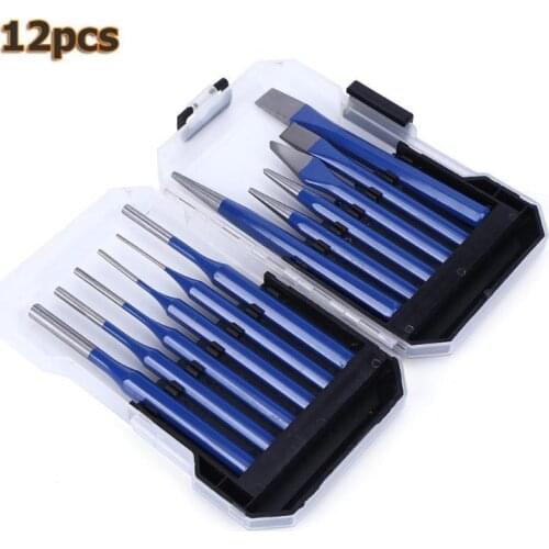 High quality 12PCS/Set 3-8mm Vanadium steel Wood Carving Tool Punch Pin Chisel Rivet Screw Mark Hole Woodwork Carve Set