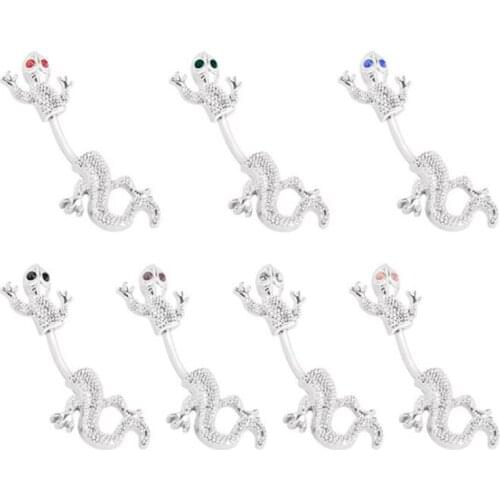 316L stainless steel gecko with drilled red black white pink color belly button body piercing jewelry
