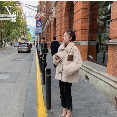 2020 Winter Thick Faux Fur Women Coat Loose Korean Bowknot Lapel Female Jacket
