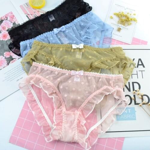 SP&CITY European Dot Embroidered Bow Lace Panties Women Sexy Hollow Out Underwear Transparent Female Lingerie See Through Thongs