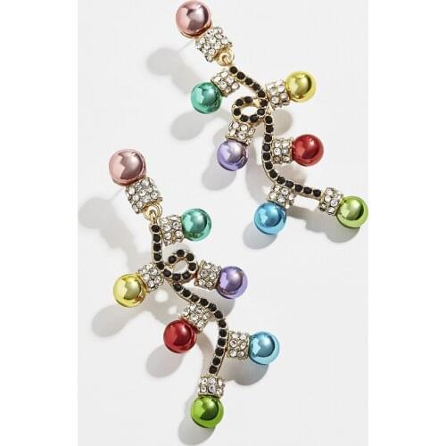 Minar Rainbow Metallic Balls Dangle Earrings for Women 2021 Stylish Colorful Beads Rhinestones Hanging Drop Earrings Pendientes