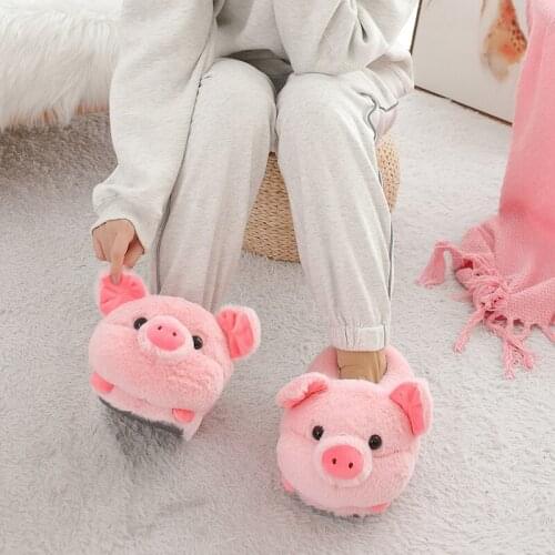 Women Cute Warm Pig Slipper Pink Animal Winter Home Floor Soft Piglet Slippers Female Slipper Winter Warm Shoes Chaussure Femme
