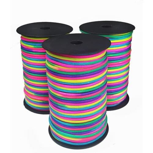 100M 4mm rainbow strip dye gradient 7 core paracord DIY knitting bracelet bracelet accessories material camping rope lanyard