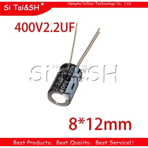 20PCS Higt quality 400V2.2UF 8*12mm 2.2UF 400V 8*12 Electrolytic capacitor
