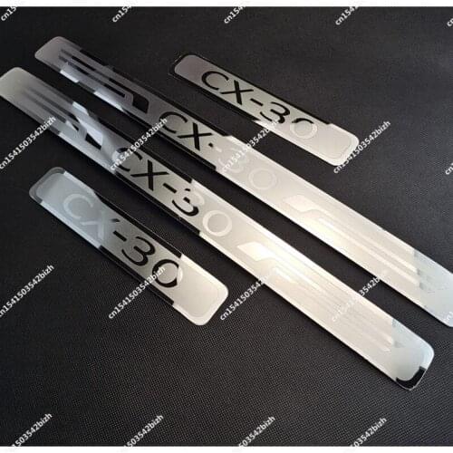 4 Pcs Car Door Sill Protector Stainless Steel Car Door Sill Protector Scuff Plate For MAZDA CX-30 CX30 2019-2020